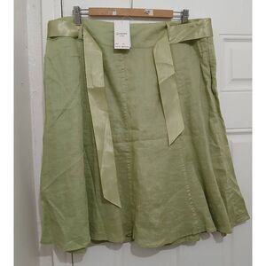 Giorgiana womens xl lime green 100% linen Aline skirt 38 waist